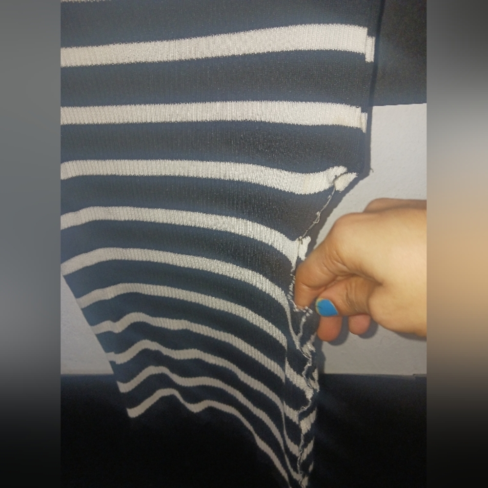 Women Black & White Striped Off Shoulder Top - Picture 8 of 14